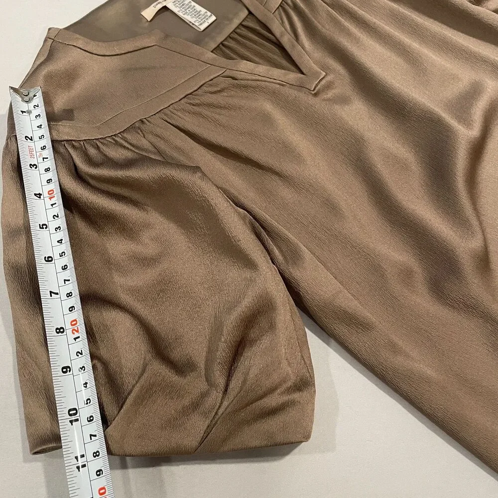 ~ Diane von Furstenberg 4 Raton Stretch Silk Blend Blouse V-neck Bronze Top - Picture 8 of 16